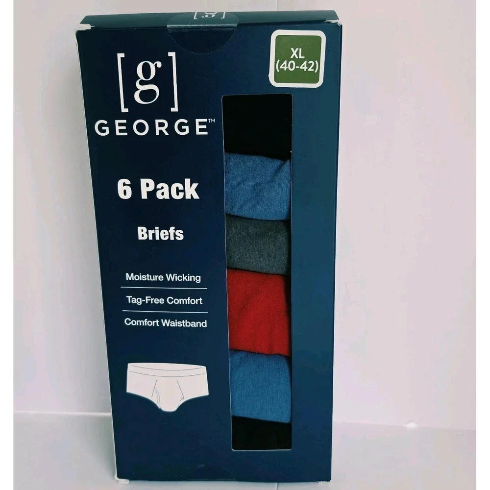 6-Pack GEORGE Men's Size XL (40-42) Briefs Moisture Wicking Underwear NEW